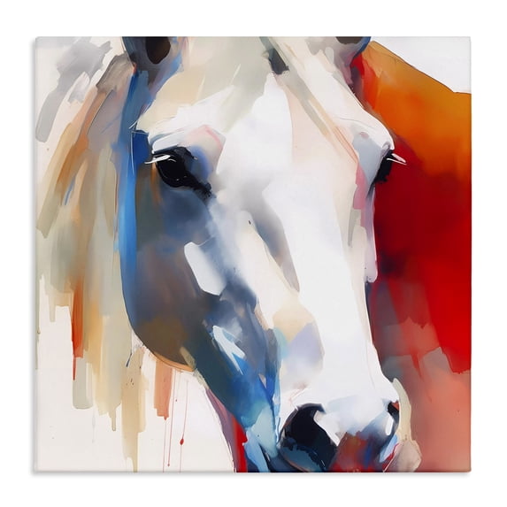 Stupell Industries Contemporary Horse Close Up Face Canvas Art, 17 x 17, by Walker Noble