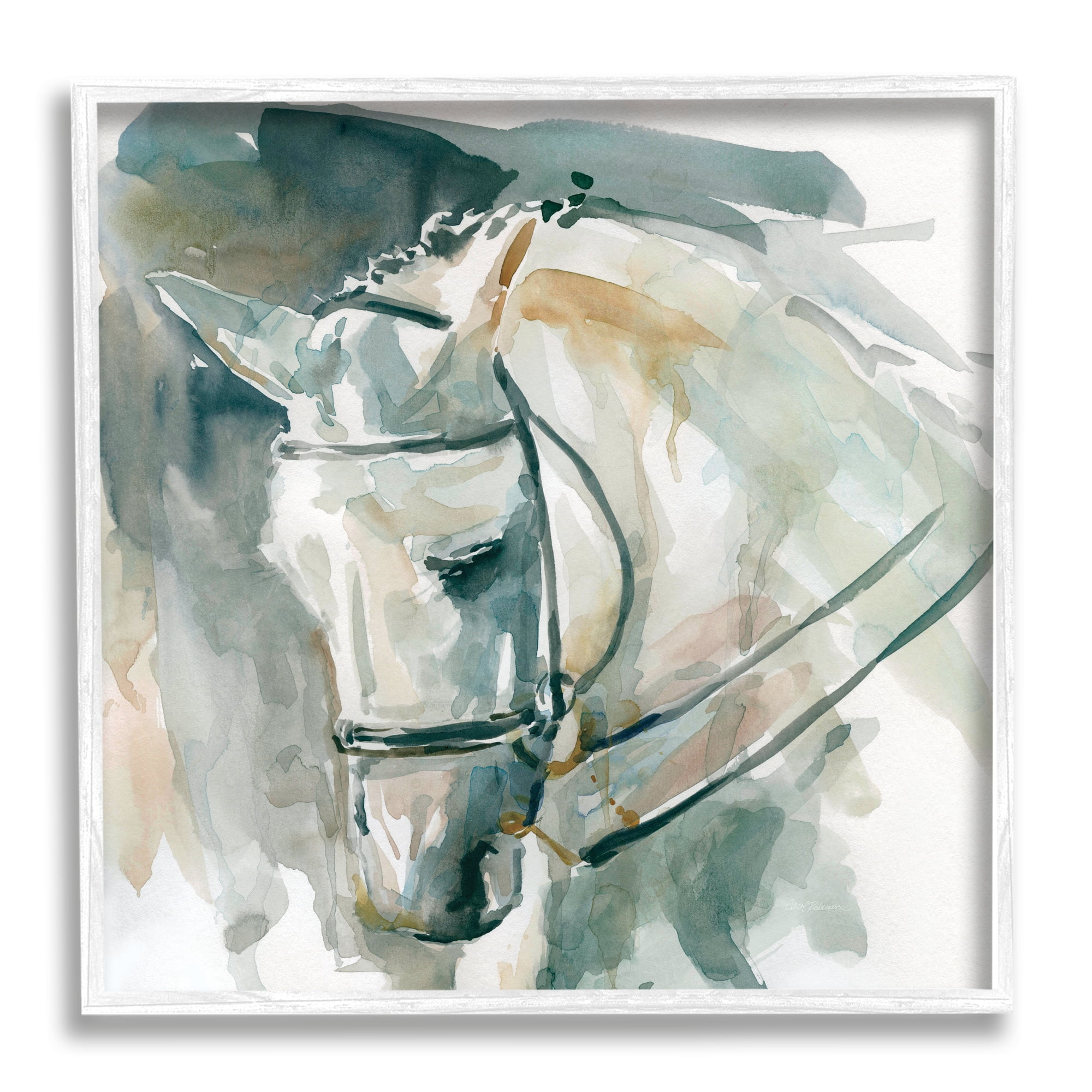Stupell Industries Contemporary Horse Portrait Solemn Equestrian Pose Animals & Insects Painting White Framed Art Print Wall Art, 24 x 24