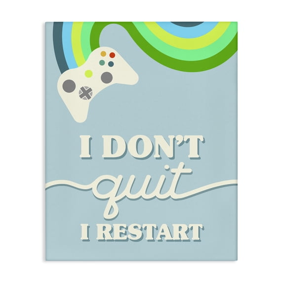 Stupell Industries Contemporary I Don't Quit I Restart Video Game Phrase Canvas Art, 16 x 20, by Lil' Rue