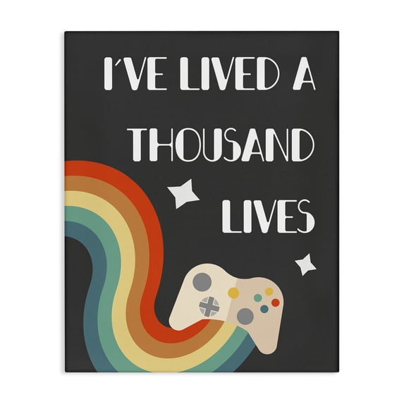 Stupell Industries Contemporary I've Lived a Thousand Lives Video Game Phrase Canvas Art, 30 x 40, by Lil' Rue