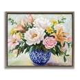 thumbnail image 1 of Stupell Industries Contemporary Indigo Chinoiserie with Assorted Flowers Brown Floating Frame Canvas Art, 21 x 17, by Petals Prints Design, 1 of 7