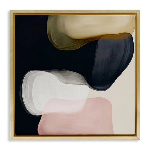 Stupell Industries Contemporary Intertwining Shapes Abstract Painting Gold Floater Framed Canvas Art Print Wall Art, 18 x 18