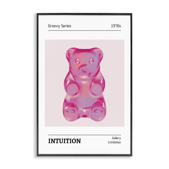 Stupell Industries Contemporary Intuition Phrase Candy Bear Black Framed Giclee Art, 12 x 18, by LSR Design Studio