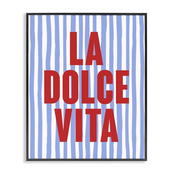 Stupell Industries Contemporary La Dolce Vita on Blue Black Framed Giclee Art, 24 x 30, by House of Lulu