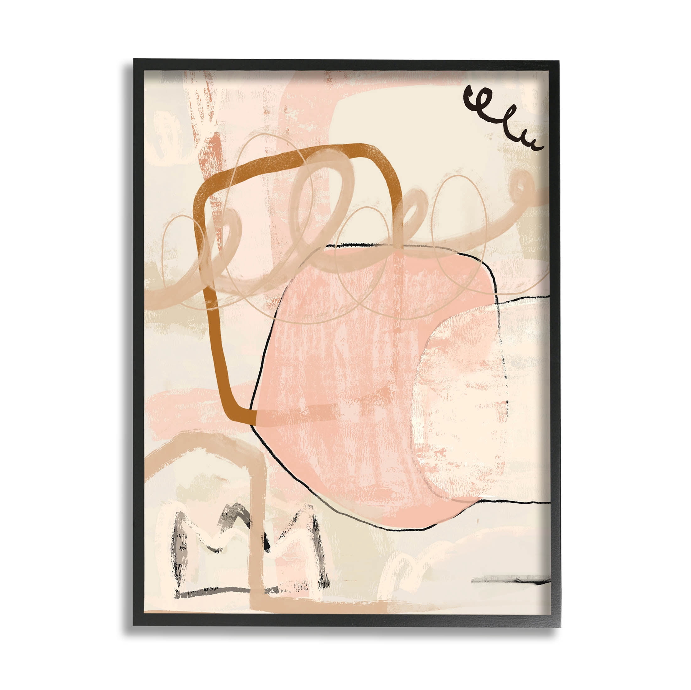 Stupell Industries Contemporary Layered Abstract Shapes Graphic Art Black Framed Art Print Wall Art, Design by Kim Allen