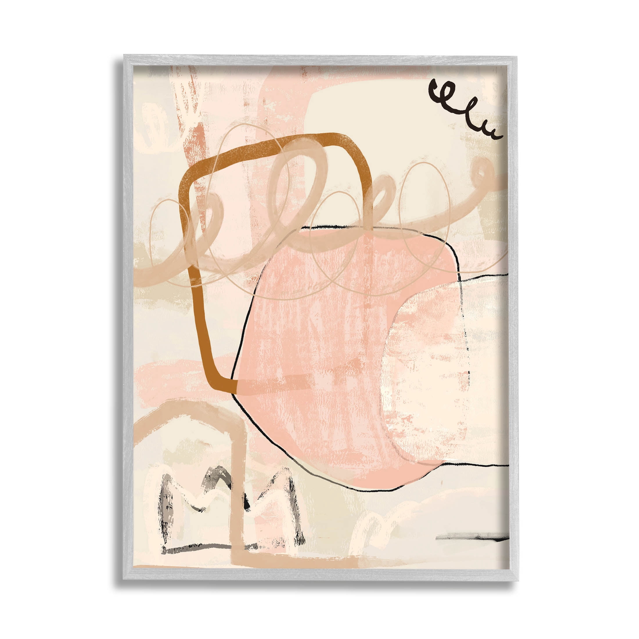 Stupell Industries Contemporary Layered Abstract Shapes Graphic Art Gray Framed Art Print Wall Art, Design by Kim Allen