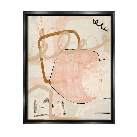 Stupell Industries Contemporary Layered Abstract Shapes Graphic Art Jet Black Floating Framed Canvas Print Wall Art, Design by Kim Allen