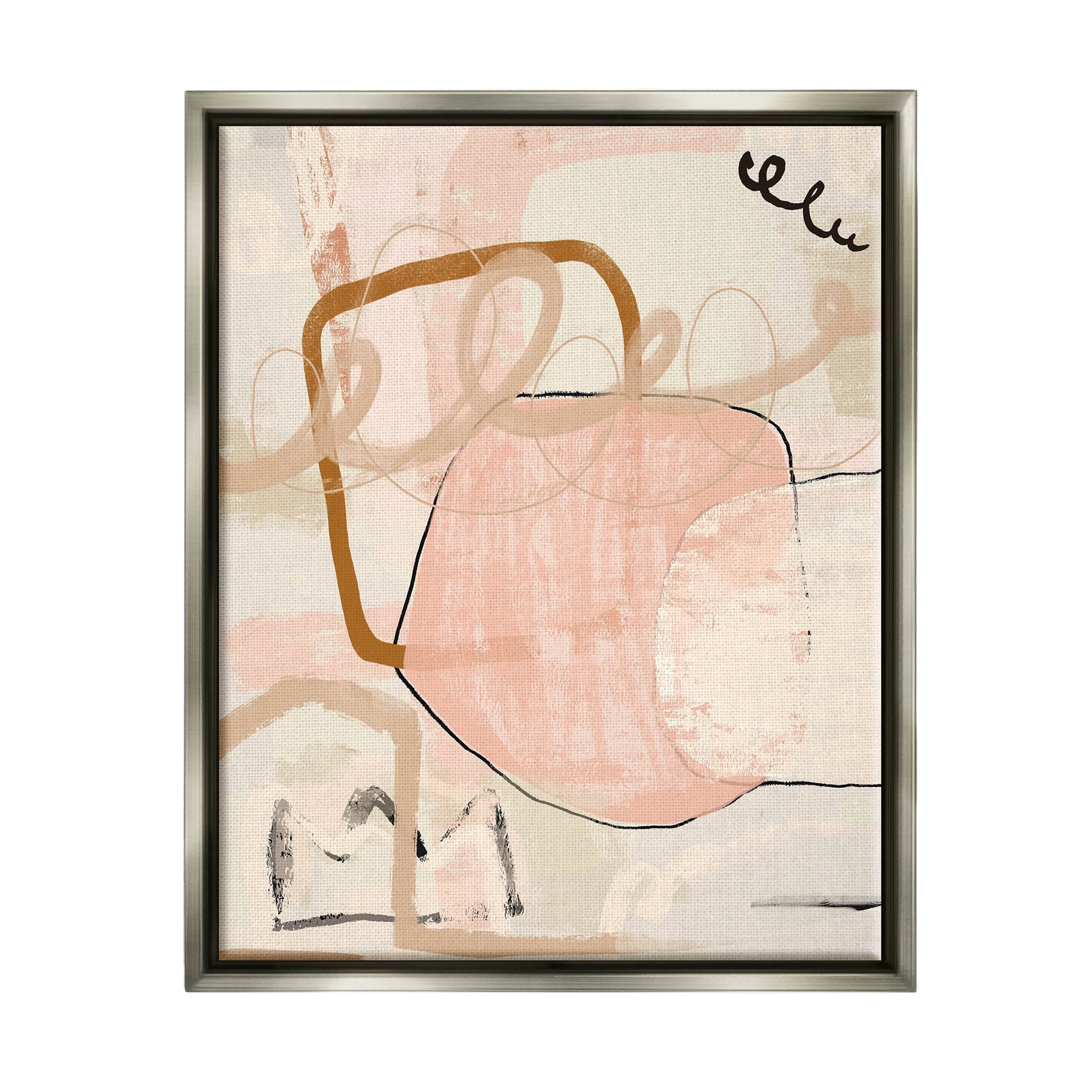 Stupell Industries Contemporary Layered Abstract Shapes Graphic Art Luster Gray Floating Framed Canvas Print Wall Art, Design by Kim Allen