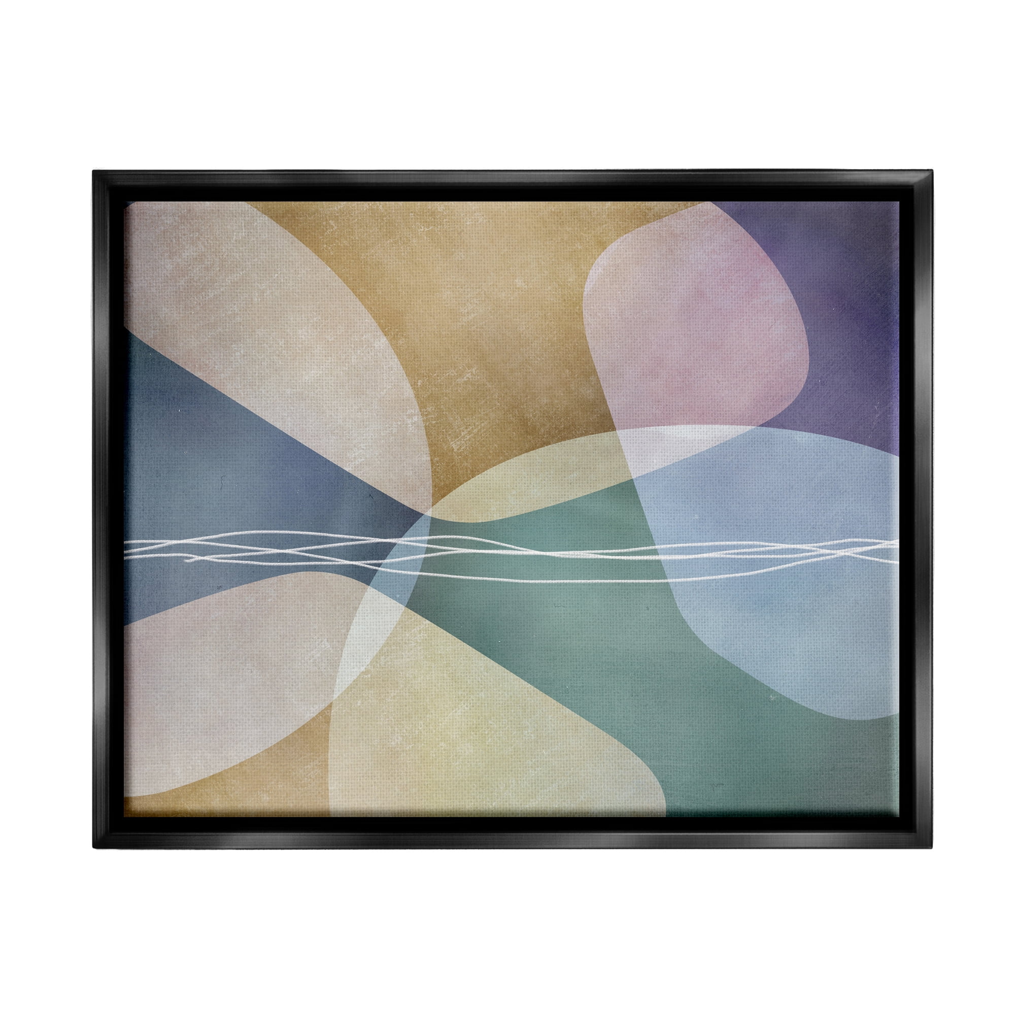 Stupell Industries Contemporary Layered Shapes Abstract Painting Black Floater Framed Art Print Wall Art, 31 x 25