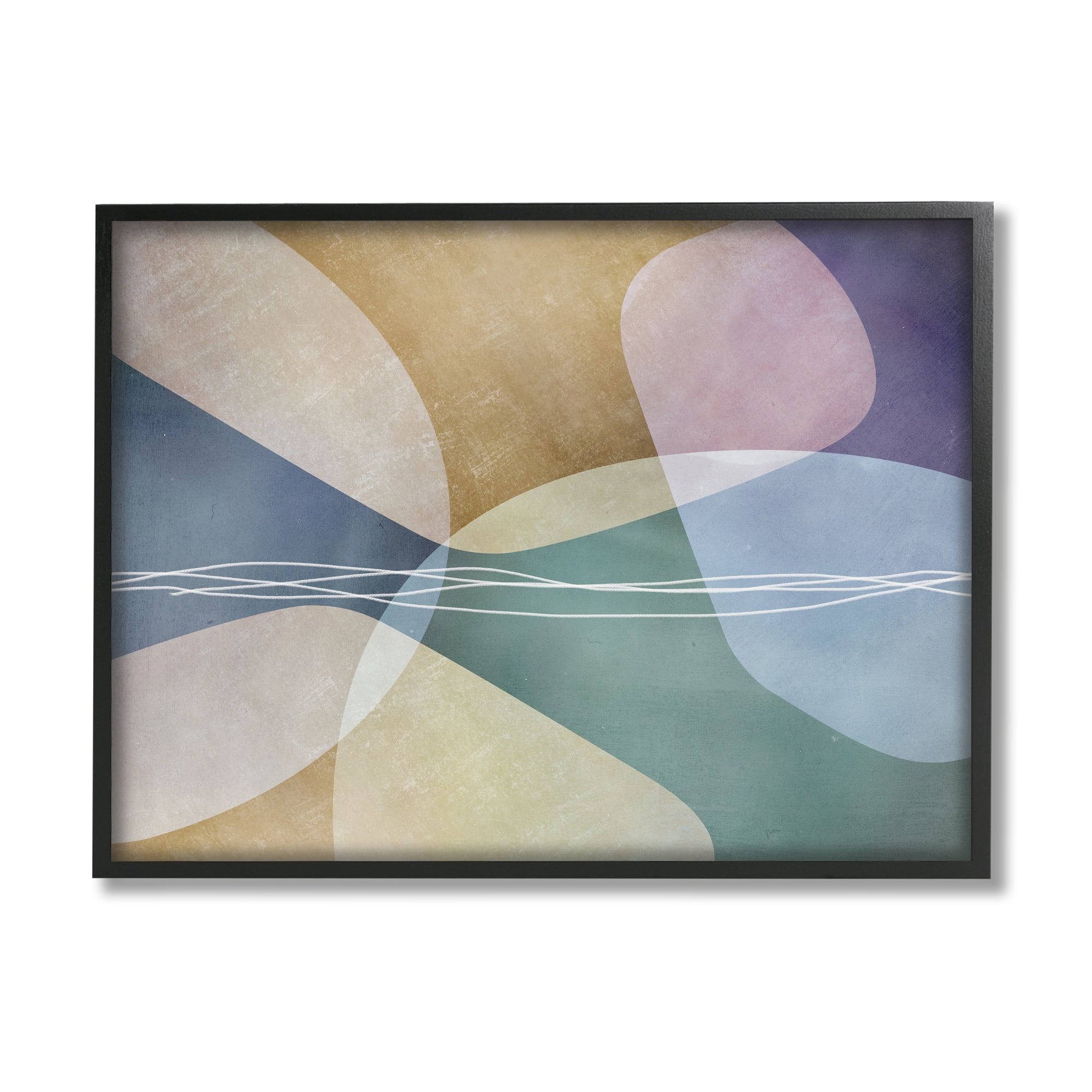Stupell Industries Contemporary Layered Shapes Abstract Painting Black Framed Art Print Wall Art, 30 x 24