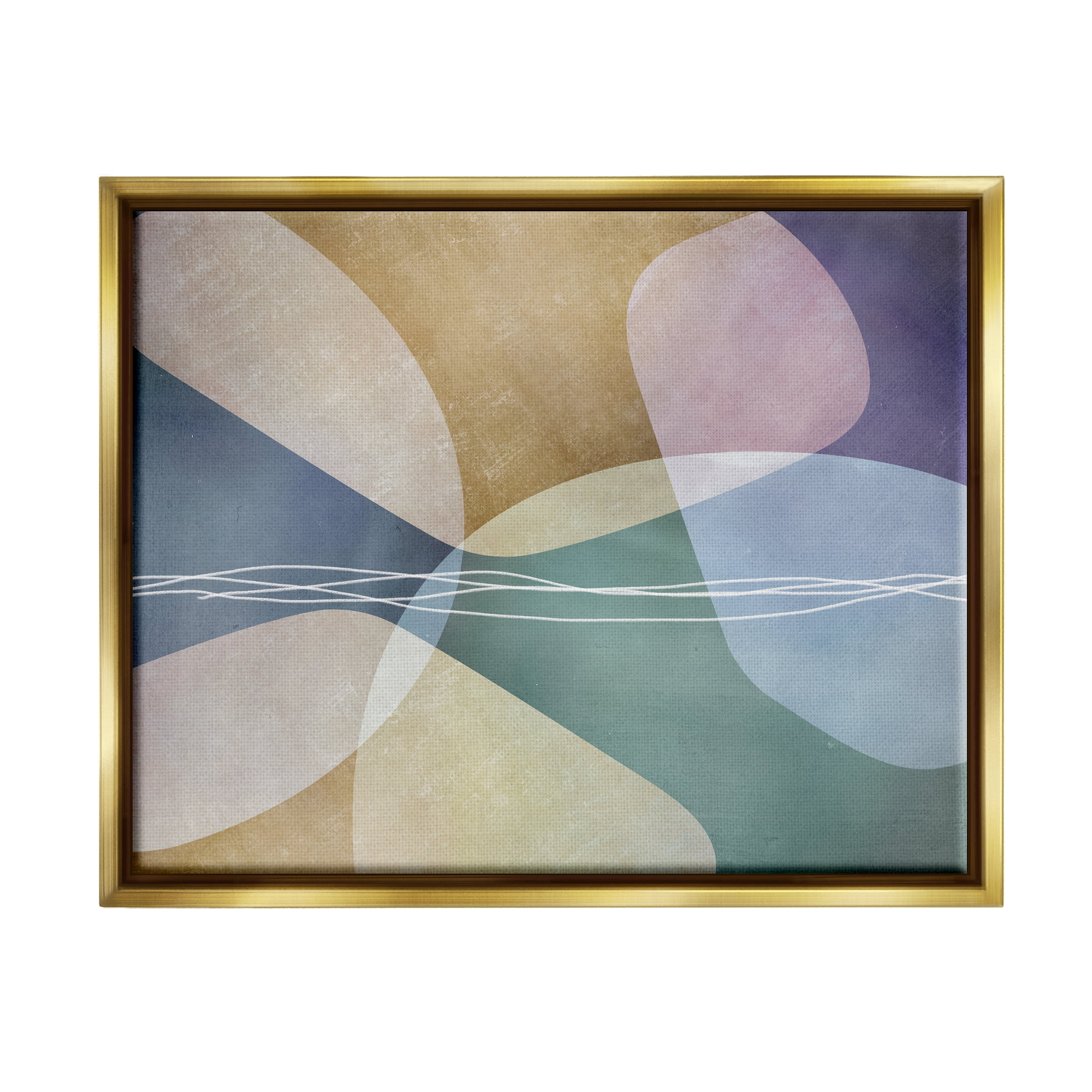 Stupell Industries Contemporary Layered Shapes Abstract Painting Gold Floater Framed Art Print Wall Art, 21 x 17