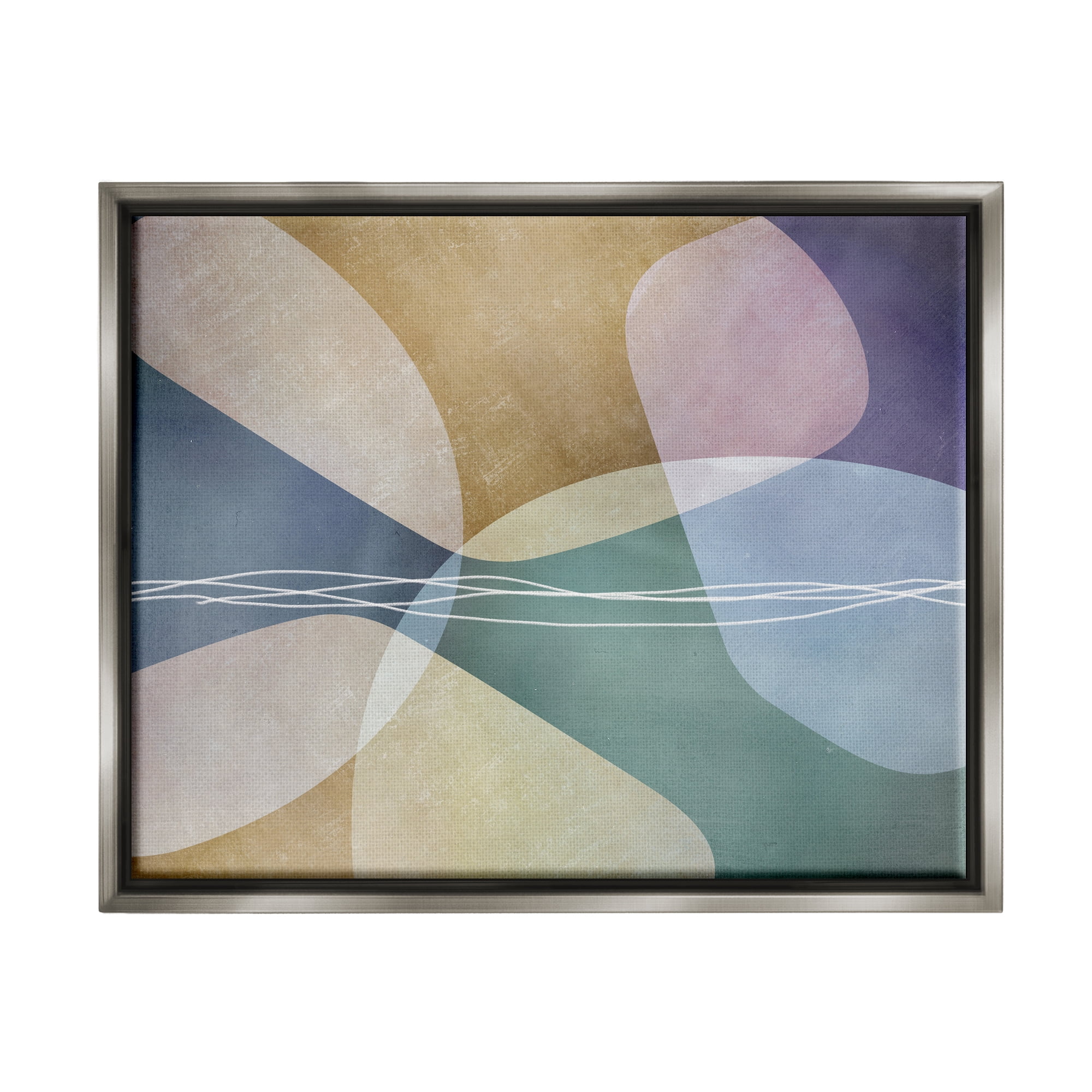 Stupell Industries Contemporary Layered Shapes Abstract Painting Gray Floater Framed Art Print Wall Art, 31 x 25