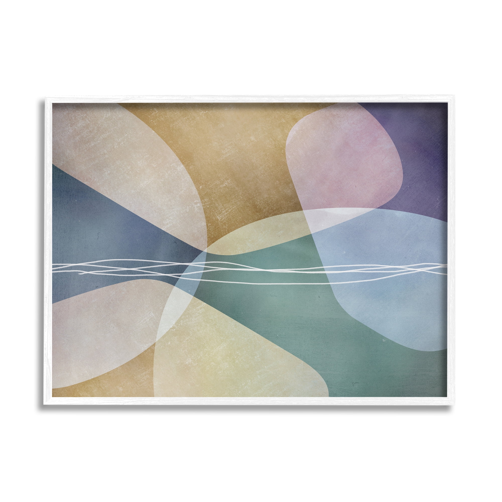 Stupell Industries Contemporary Layered Shapes Abstract Painting White Framed Art Print Wall Art, 14 x 11