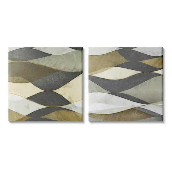 Stupell Industries Contemporary Layered Waves Abstract Painting Gallery Wrapped Canvas Art Print Wall Art, 24 x 24, Set of 2