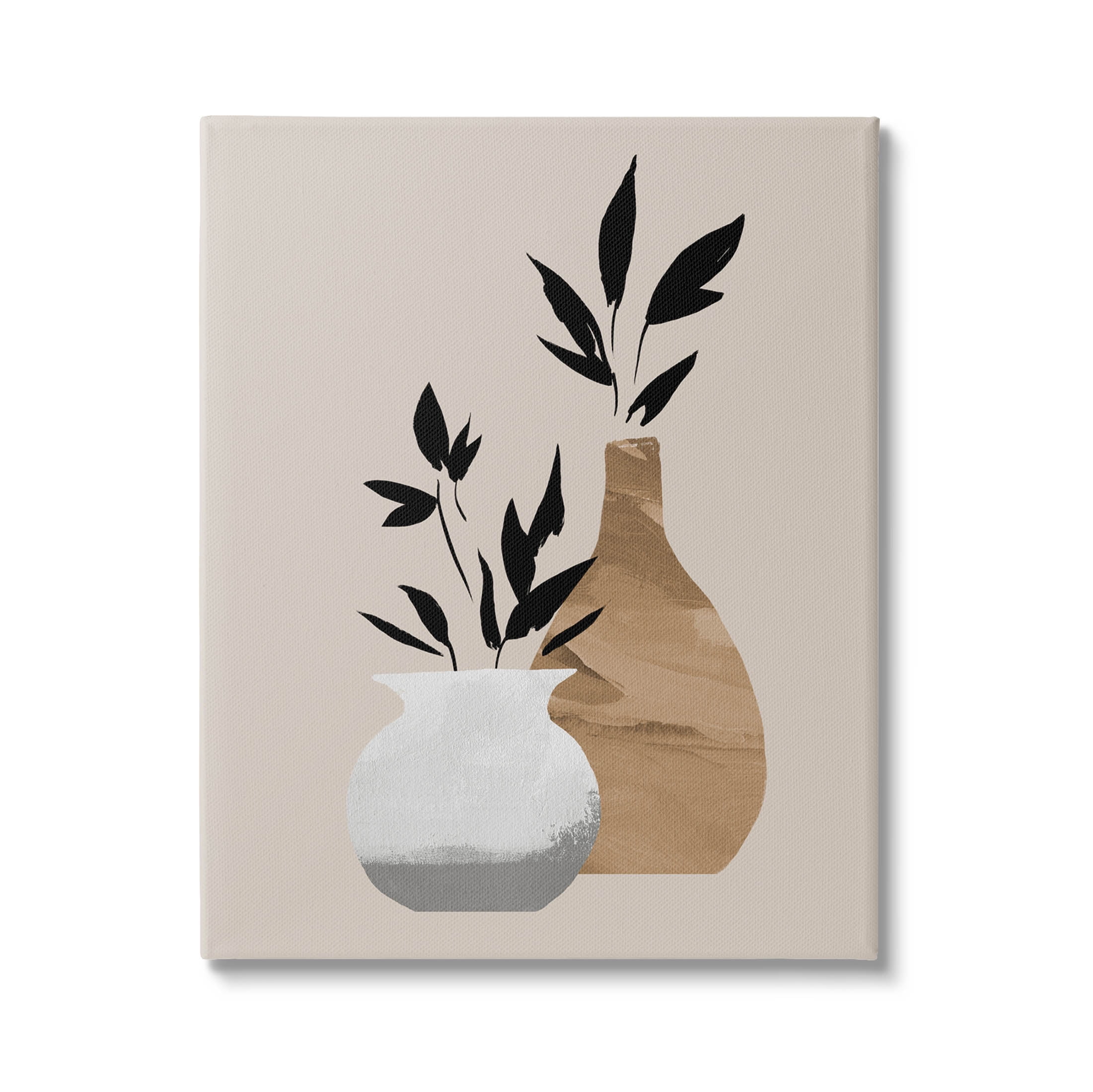 Stupell Industries Contemporary Leaf Sprig Vases Graphic Art Gallery Wrapped Canvas Print Wall Art, Design by Jacob Green