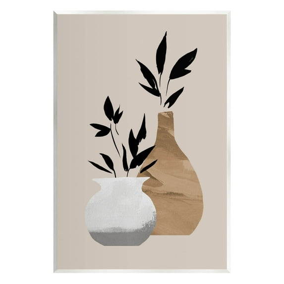 Stupell Industries Contemporary Leaf Sprig Vases Graphic Art Unframed Art Print Wall Art, Design by Jacob Green