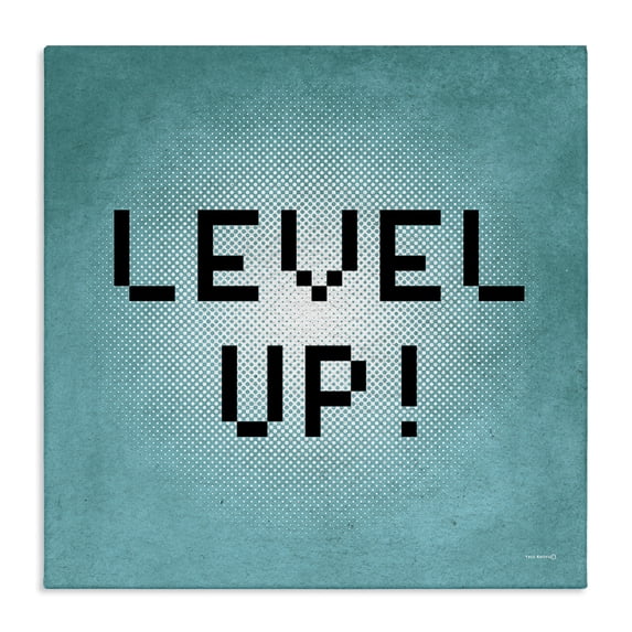 Stupell Industries Contemporary Level Up Vintage Pixels Canvas Art, 17 x 17, by Yass Naffas Designs