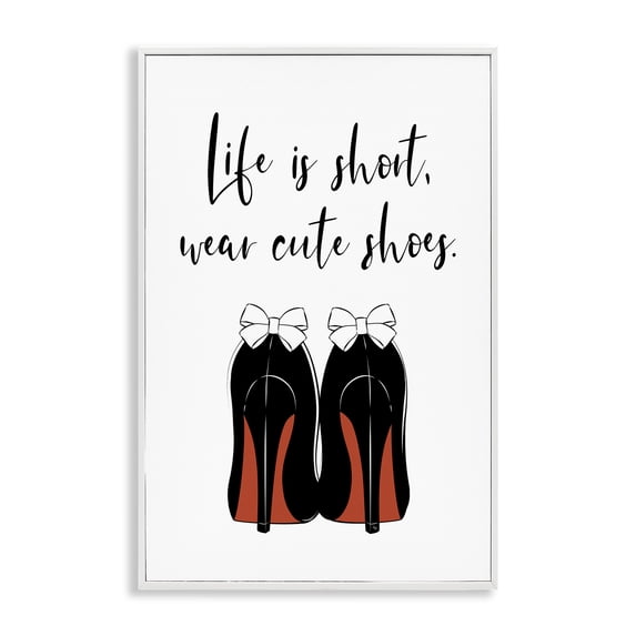 Stupell Industries Contemporary Life Is Short Wear Cute Shoes White Framed Giclee Art, 16 x 24, by Martina Pavlova