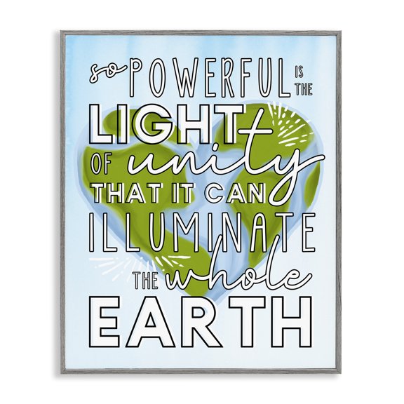 Stupell Industries Contemporary Light Of Unity Heart Shaped Earth Gray Framed Giclee Art, 11 x 14, by Erica Billups