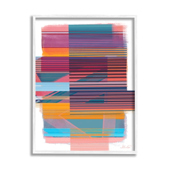 Stupell Industries Contemporary Lines Abstract Abstract Painting White Framed Art Print Wall Art, 11 x 14