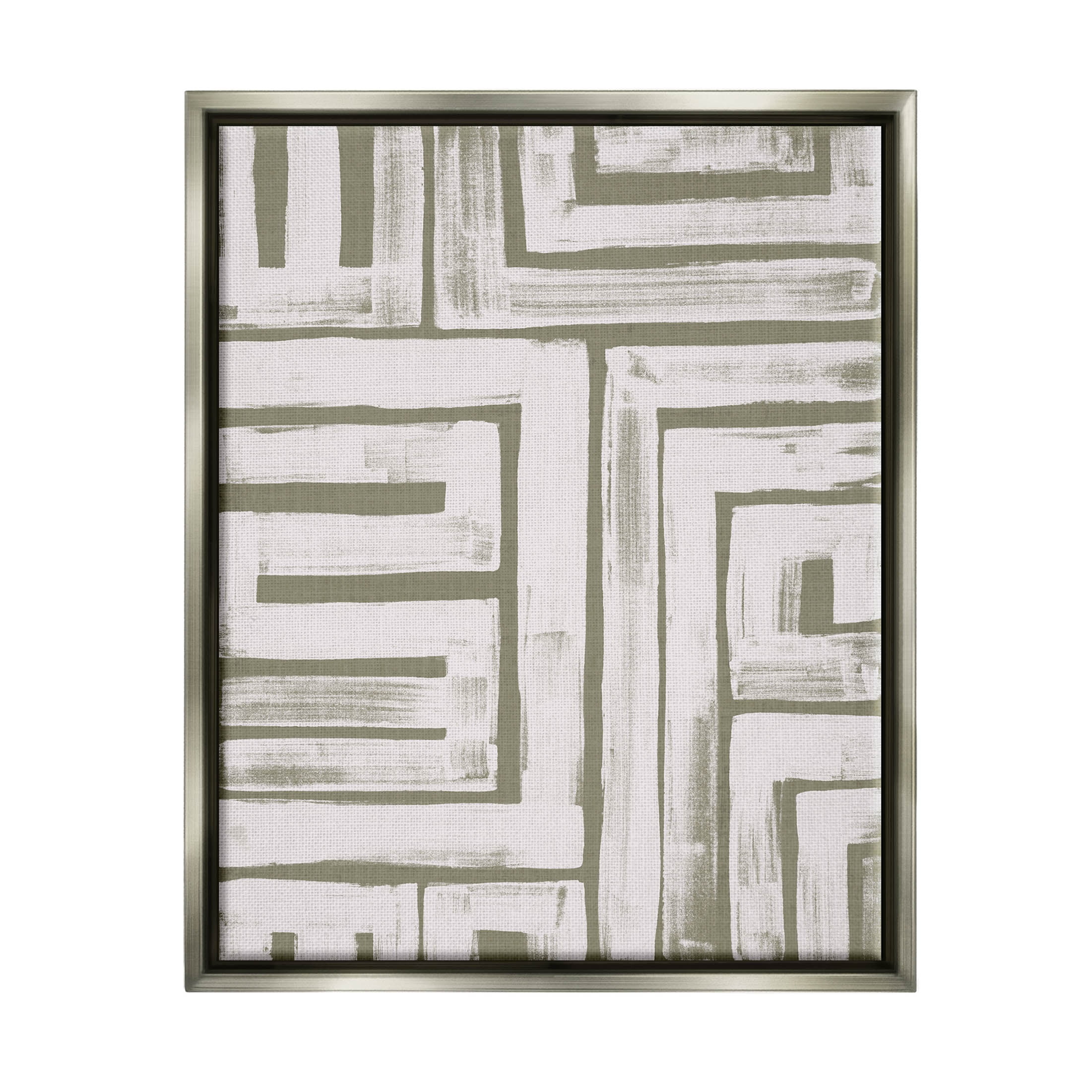 Stupell Industries Contemporary Lines Pattern Composition Graphic Art Luster Gray Floating Framed Canvas Print Wall Art, Design by June Erica Vess