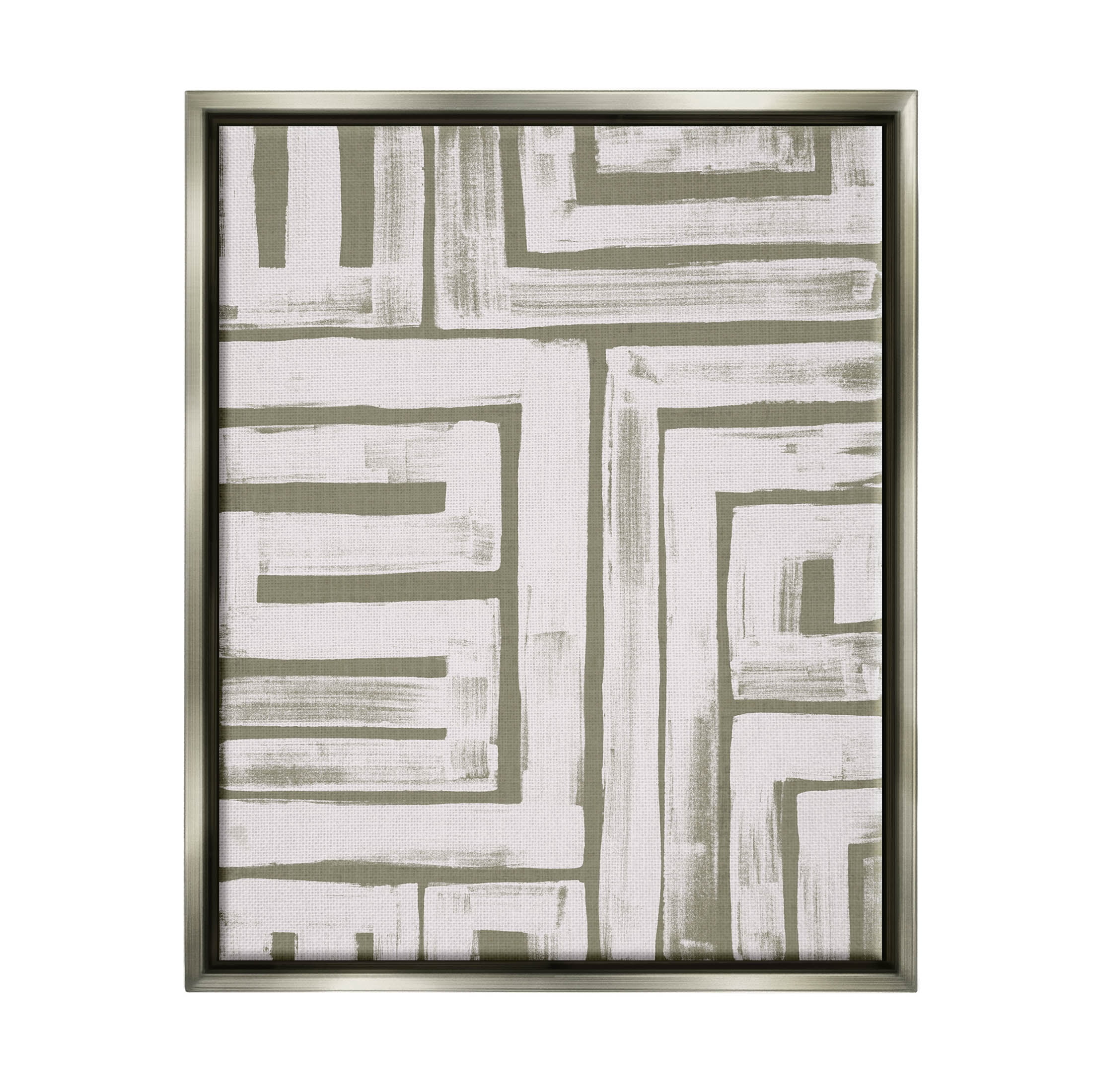 Stupell Industries Contemporary Lines Pattern Composition Graphic Art Luster Gray Floating Framed Canvas Print Wall Art, Design by June Erica Vess