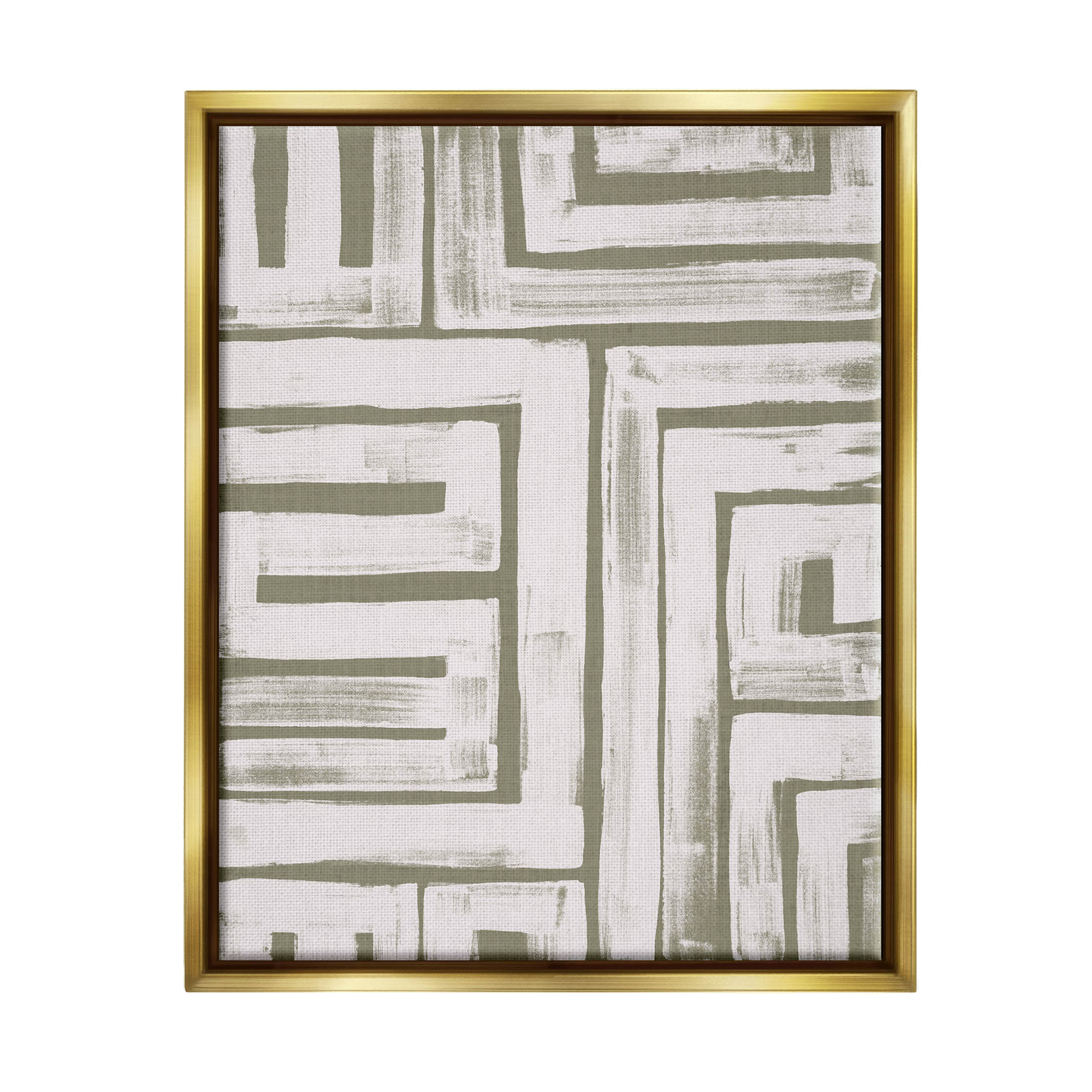 Stupell Industries Contemporary Lines Pattern Composition Graphic Art Metallic Gold Floating Framed Canvas Print Wall Art, Design by June Erica Vess