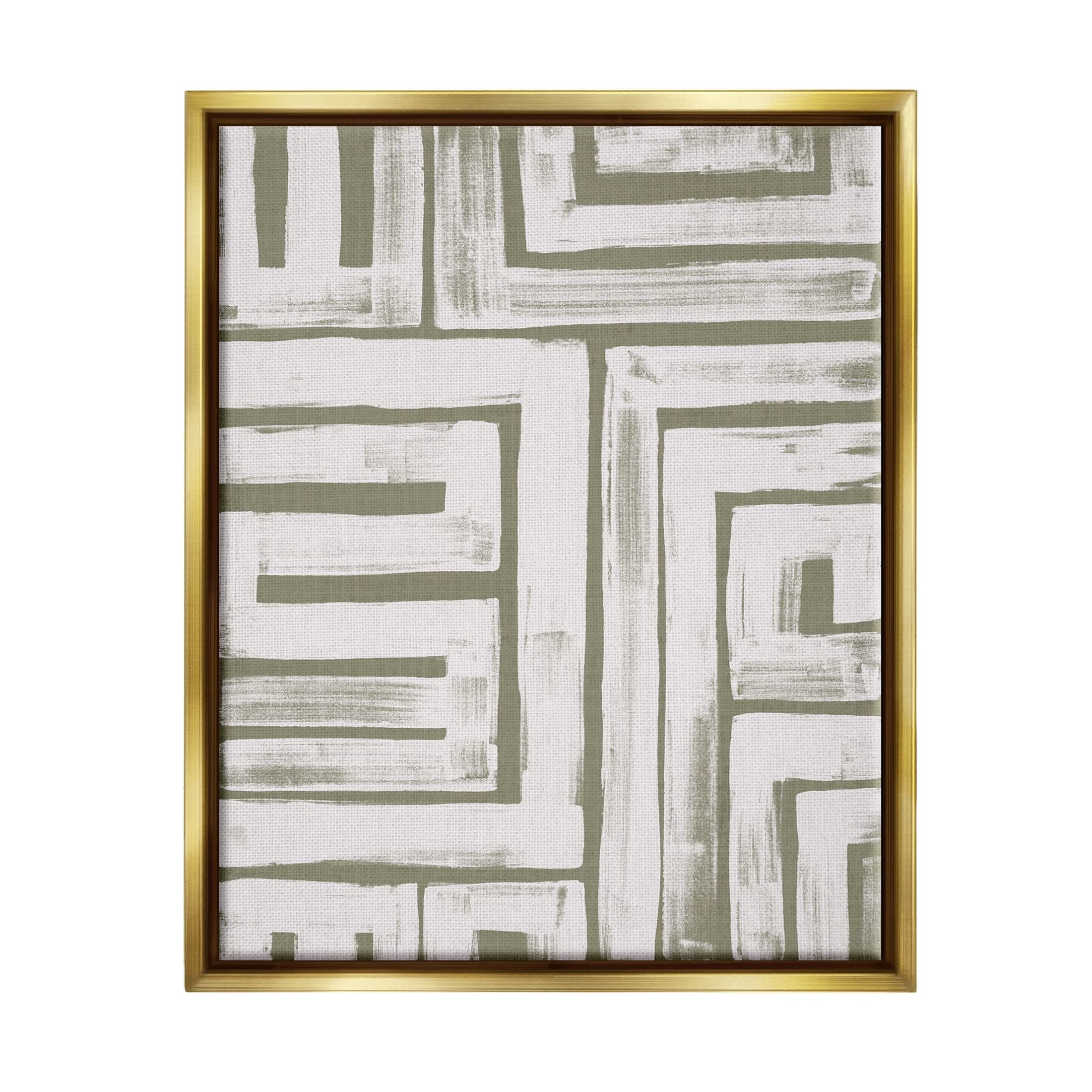 Stupell Industries Contemporary Lines Pattern Composition Graphic Art Metallic Gold Floating Framed Canvas Print Wall Art, Design by June Erica Vess