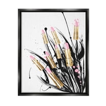 Stupell Industries Contemporary Lipstick Glam Makeup Graphic Art Jet Black Floating Framed Canvas Print Wall Art, Design by Lil' Rue