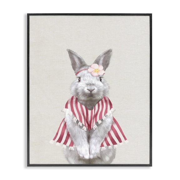 Stupell Industries Contemporary Maid Bunny Kids Animal Pink Black Framed Giclee Art, 11 x 14, by Ziwei Li