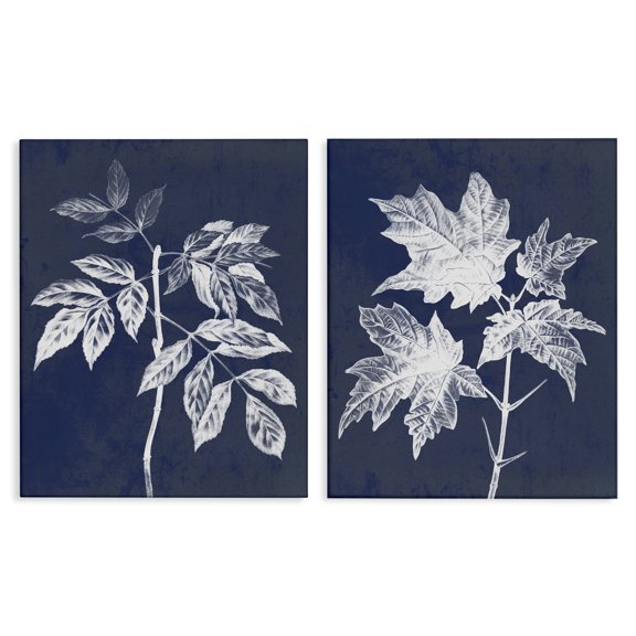 Stupell Industries Contemporary Maple Leaf Elm Stem Vintage Illustration 2pc Canvas Art Set, 16 x 20 each, by Lil' Rue