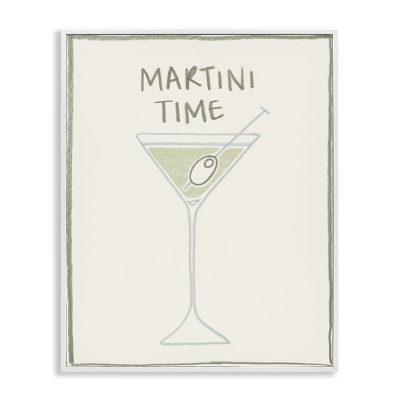 Stupell Industries Contemporary Minimal Martini Time White Framed Giclee Art, 16 x 20, by Grace Popp