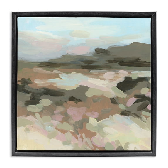 Stupell Industries Contemporary Modern Brushed Landscape Black Floating Frame Canvas Art, 18 x 18, by June Erica Vess