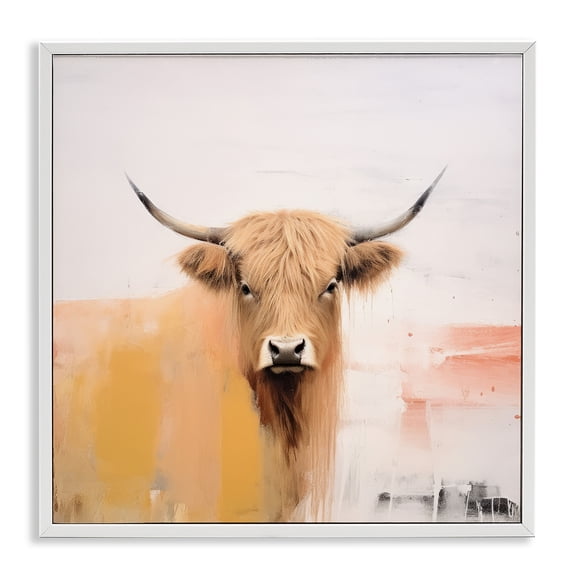 Stupell Industries Contemporary Modern Highland Cow White Framed Giclee Art, 17 x 17, by Irena Orlov