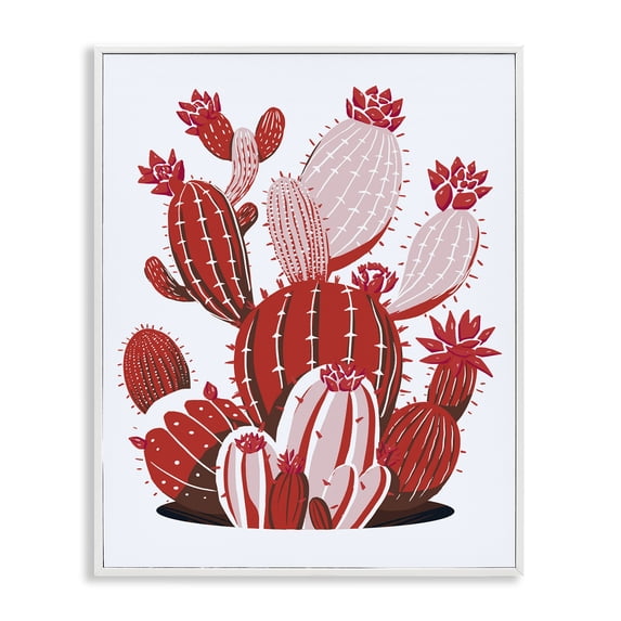Stupell Industries Contemporary Modern Red Cacti White Framed Giclee Art, 24 x 30, by Ziwei Li