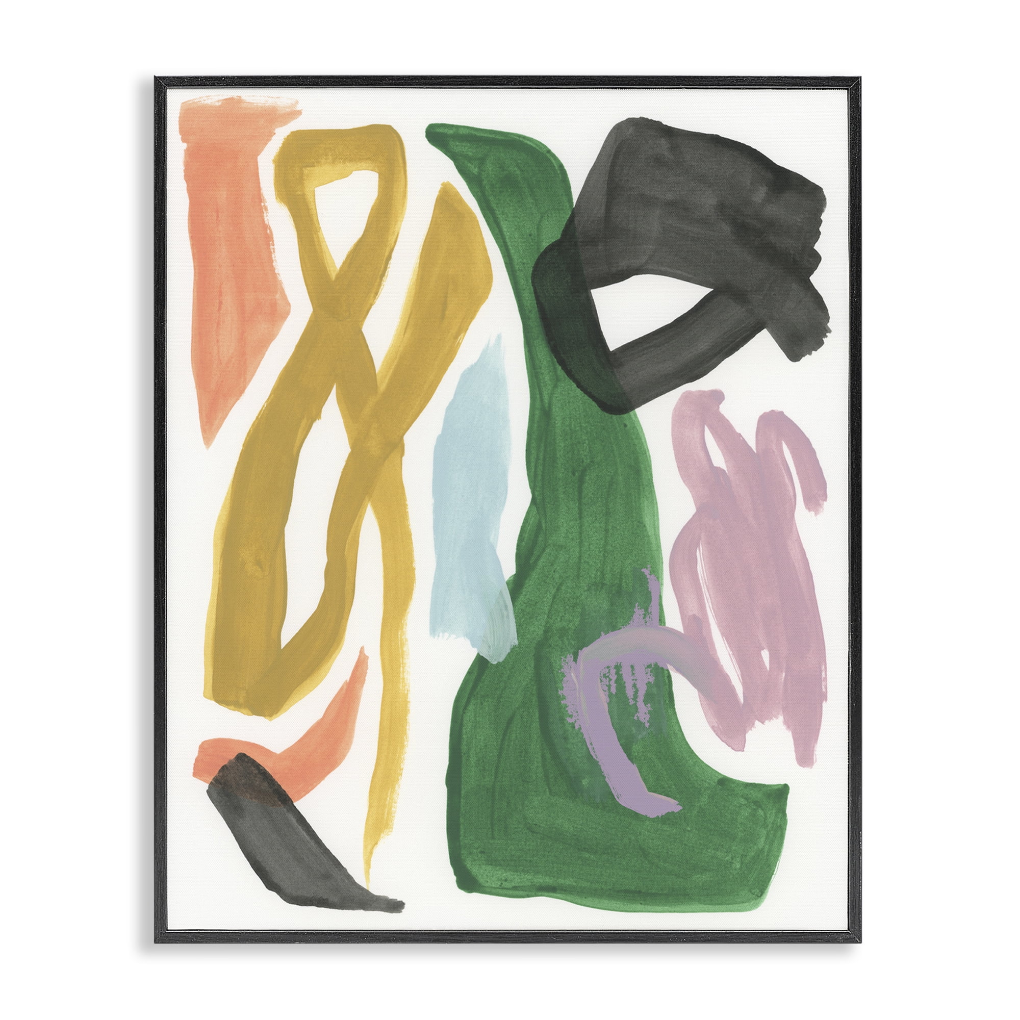 Stupell Industries Contemporary Modern Shapes Abstract Painting Black Framed Art Print Wall Art, 16 x 20