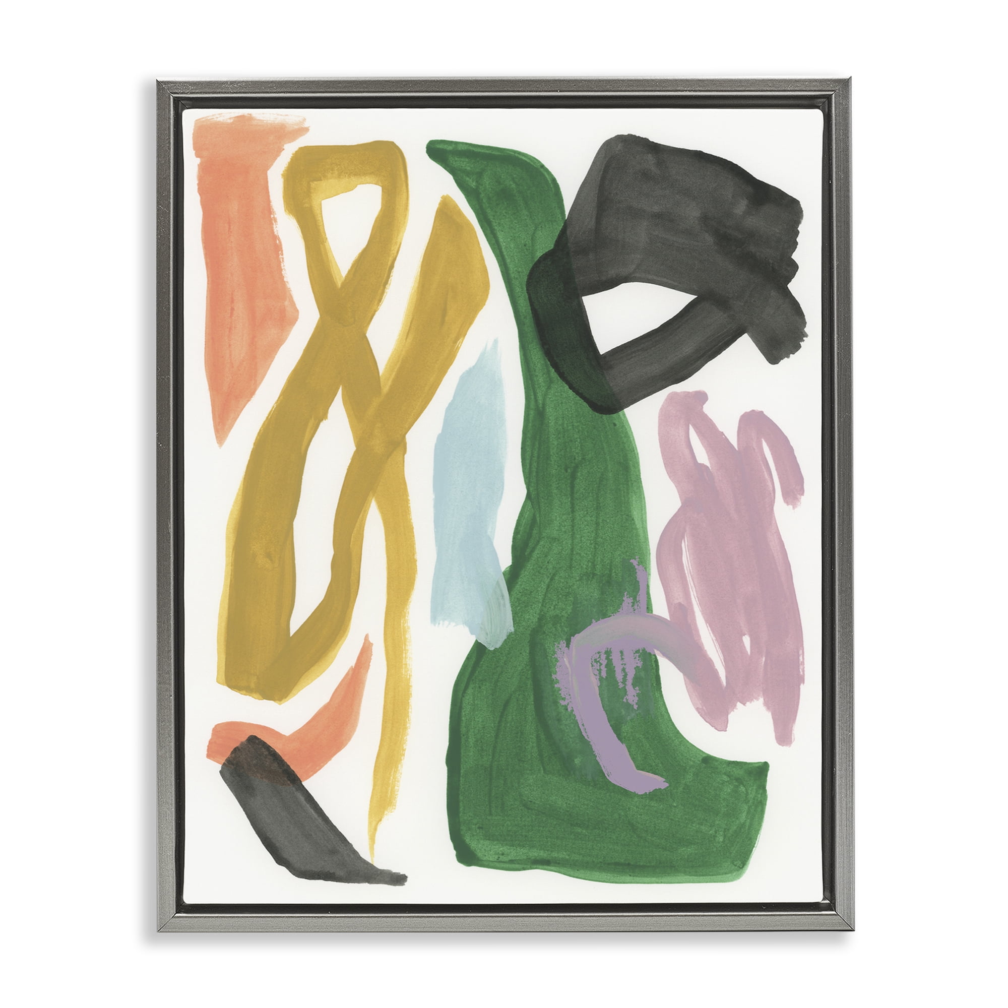 Stupell Industries Contemporary Modern Shapes Abstract Painting Gray Floater Framed Canvas Art Print Wall Art, 25 x 31