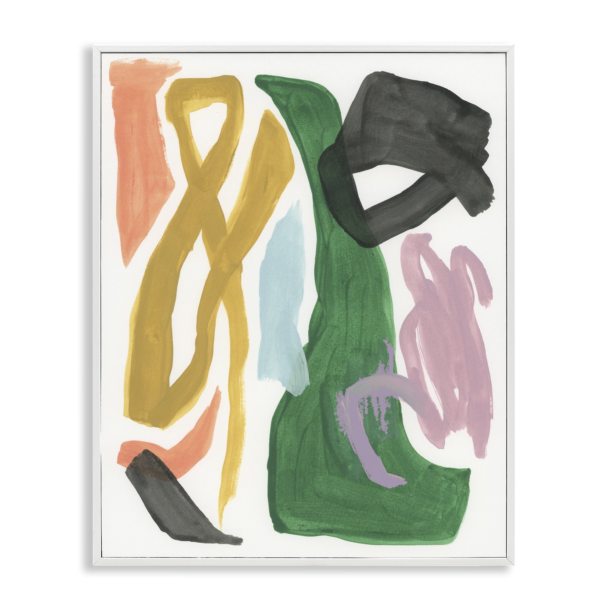 Stupell Industries Contemporary Modern Shapes Abstract Painting White Framed Art Print Wall Art, 16 x 20