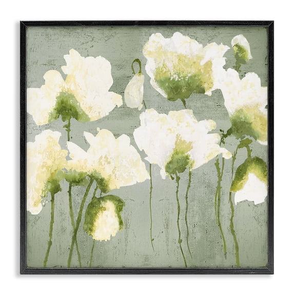 Stupell Industries Contemporary Modern White Flower Blooms Black Framed Giclee Art, 12 x 12, by Vanessa Austin