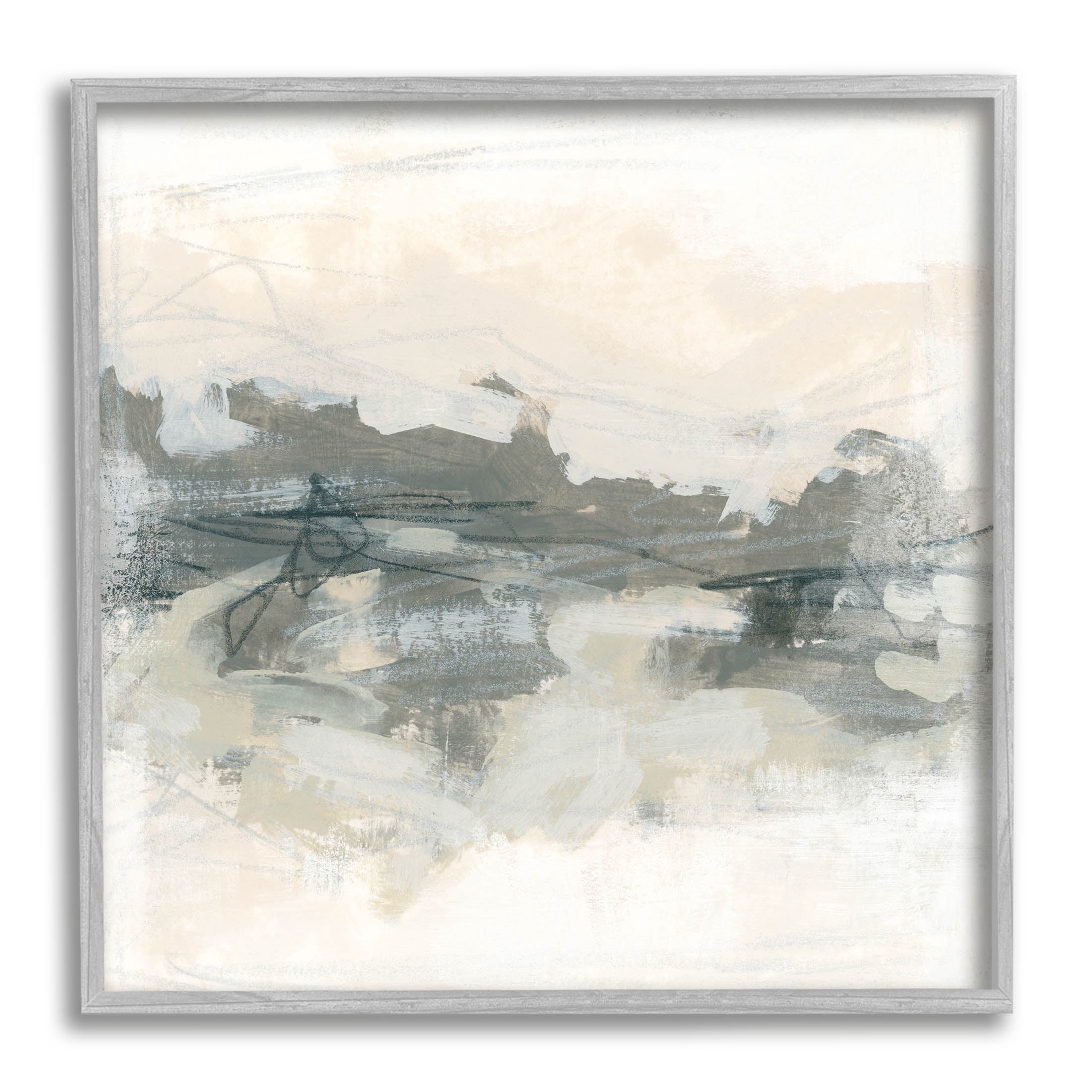 Stupell Industries Contemporary Moody Abstract Scribble Painting Gray Framed Art Print Wall Art, Design by June Erica Vess