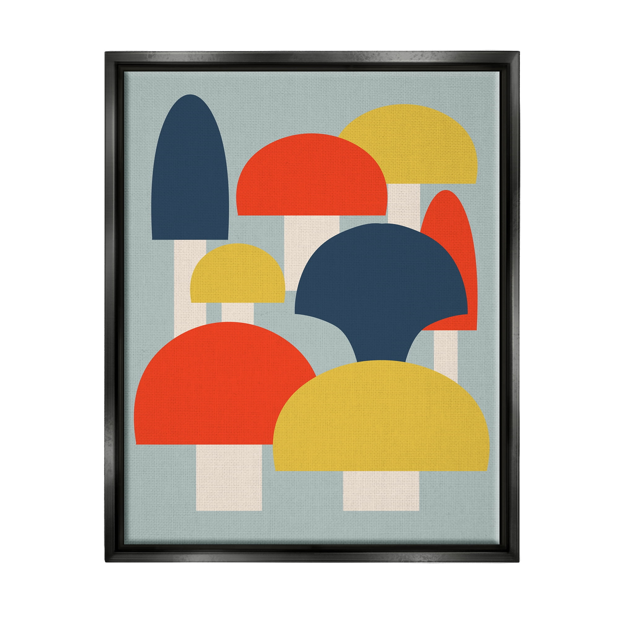 Stupell Industries Contemporary Mushroom Shapes Botanical & Floral Painting Black Floater Framed Canvas Art Print Wall Art, 25 x 31
