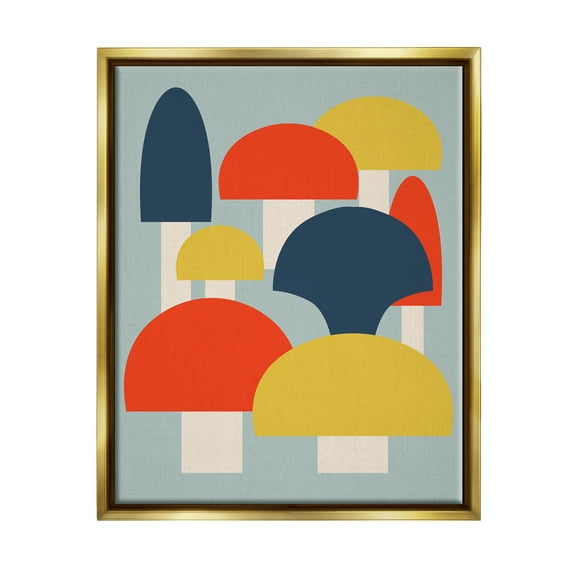 Stupell Industries Contemporary Mushroom Shapes Botanical & Floral Painting Gold Floater Framed Canvas Art Print Wall Art, 25 x 31