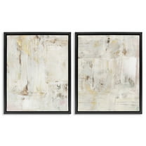 Stupell Industries Contemporary Muted Abstracts Abstract Painting Black Floater Framed Canvas Art Print Wall Art, 17 x 21, Set of 2