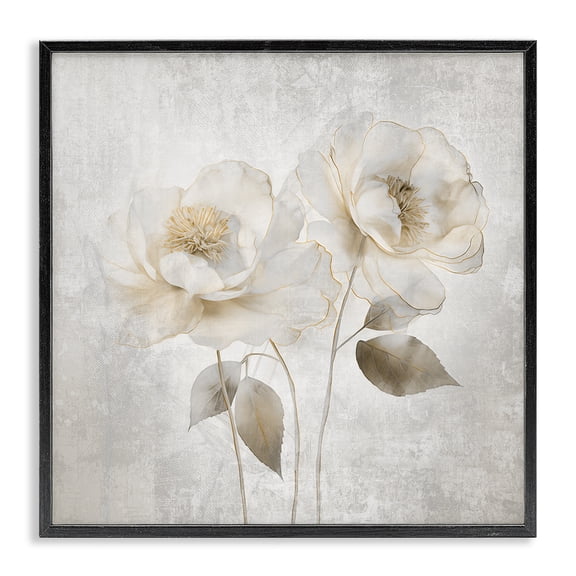 Stupell Industries Contemporary Muted Blossoms Floral Painting Black Framed Art Print Wall Art, 12 x 12