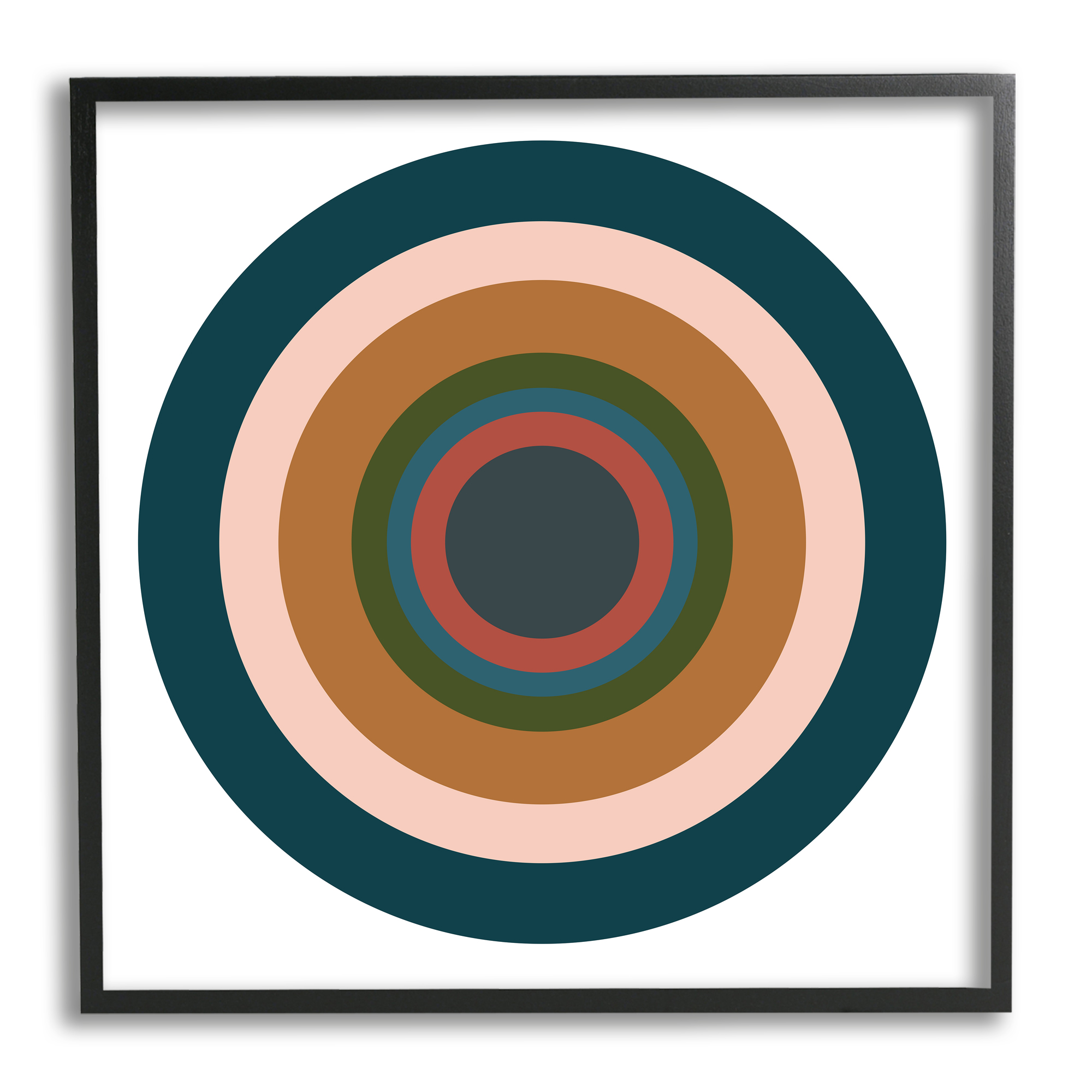 Stupell Industries Contemporary Muted Circles Abstract Painting Black Framed Art Print Wall Art, 24 x 24