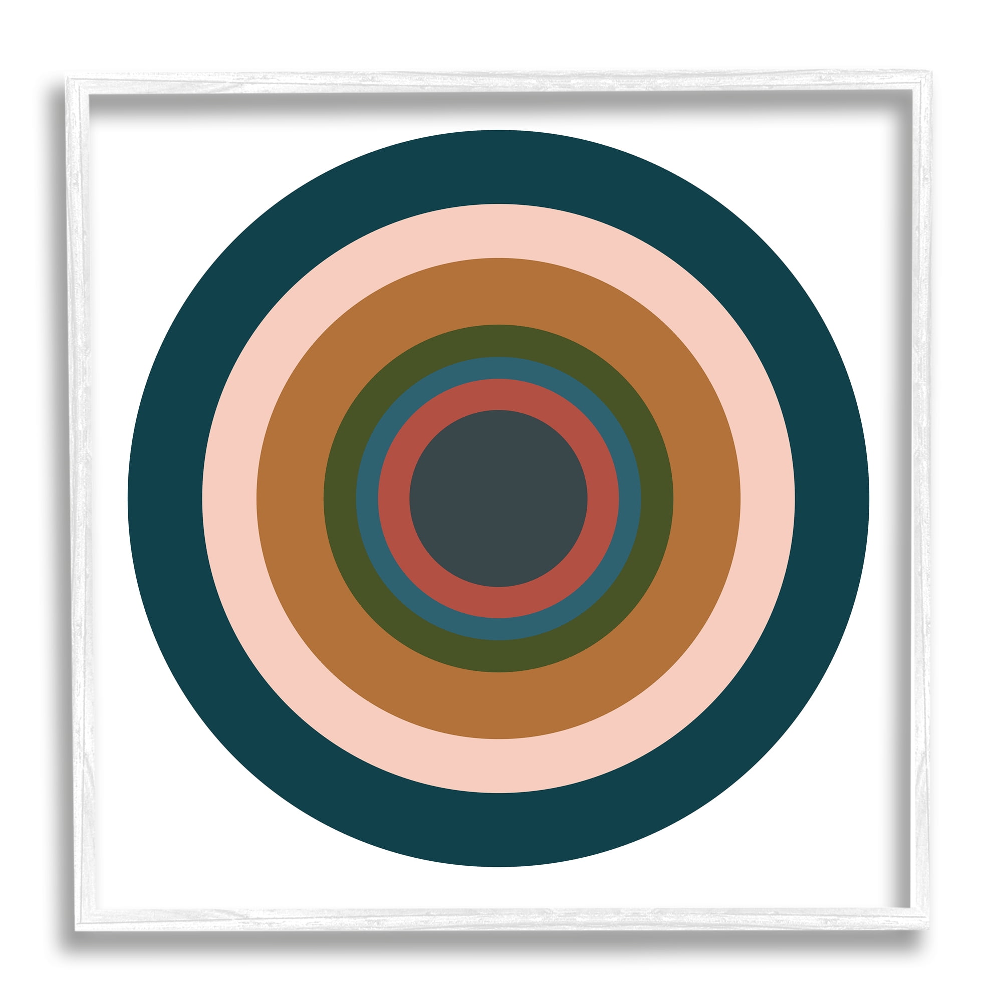 Stupell Industries Contemporary Muted Circles Abstract Painting White Framed Art Print Wall Art, 24 x 24