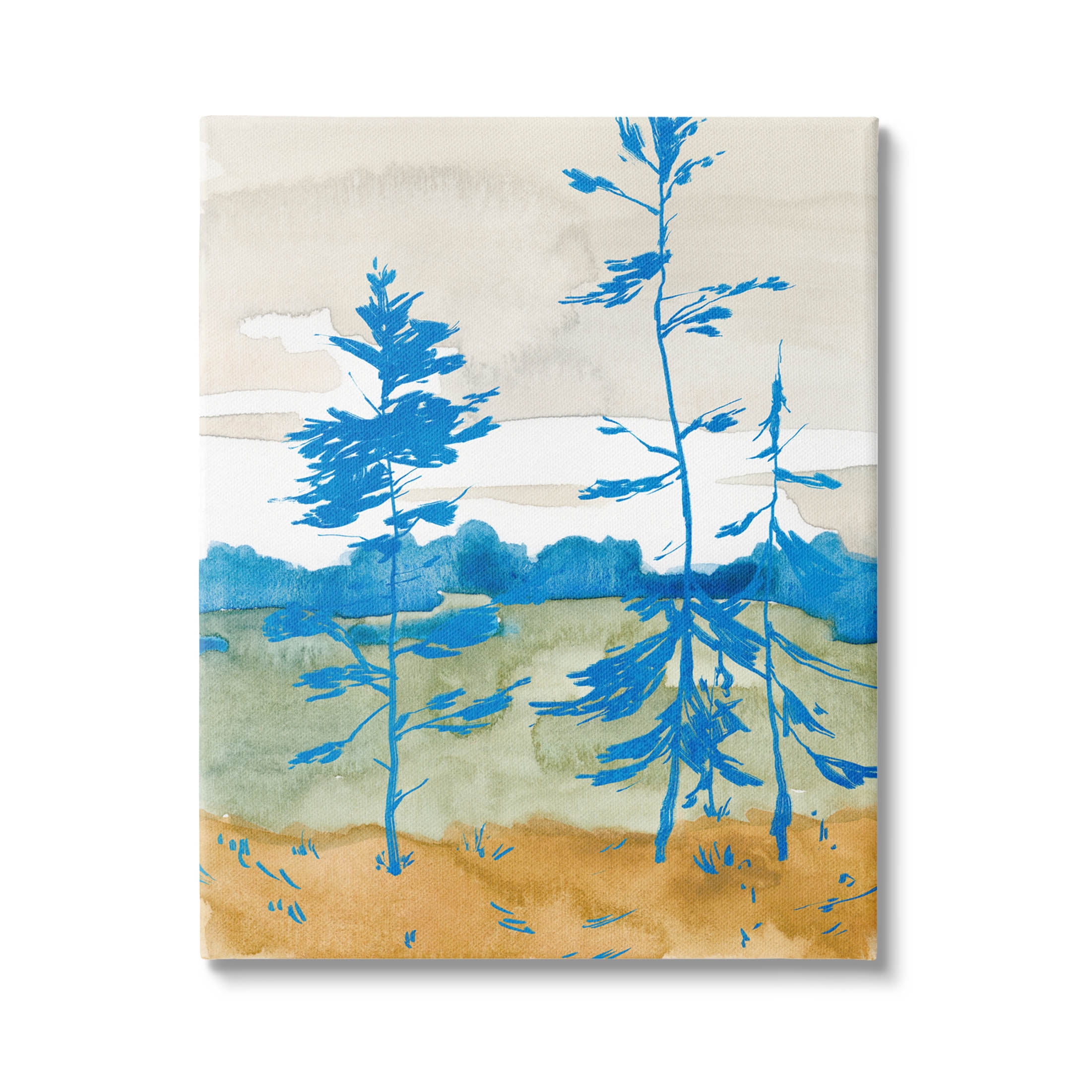 Blue and Beige Nature Landscape Canvas Print with Wooden Frame