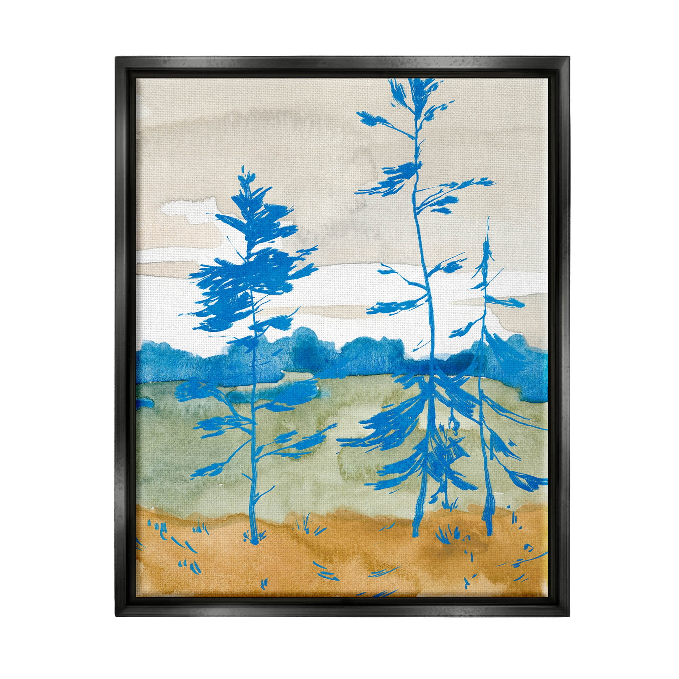 Stupell Industries Contemporary Nature Landscape Painting Jet Black Floating Framed Canvas Print Wall Art, Design by Jacob Green