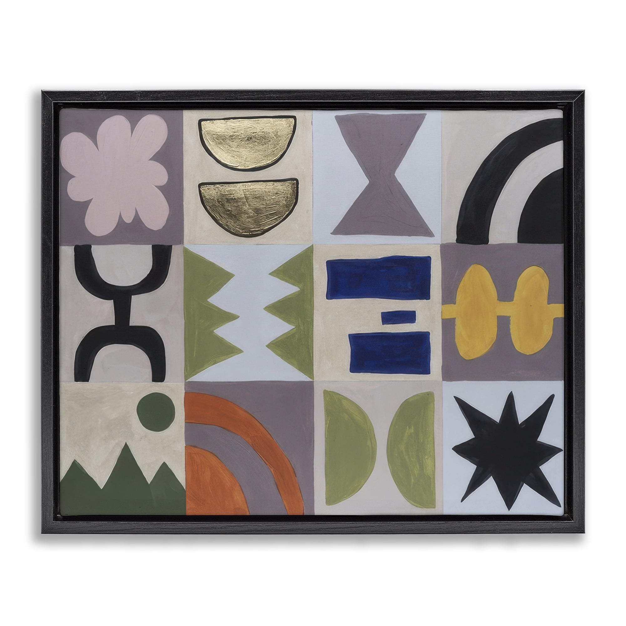 Stupell Industries Contemporary Nature Patterns Abstract Painting Black Floater Framed Canvas Art Print Wall Art, 21 x 17