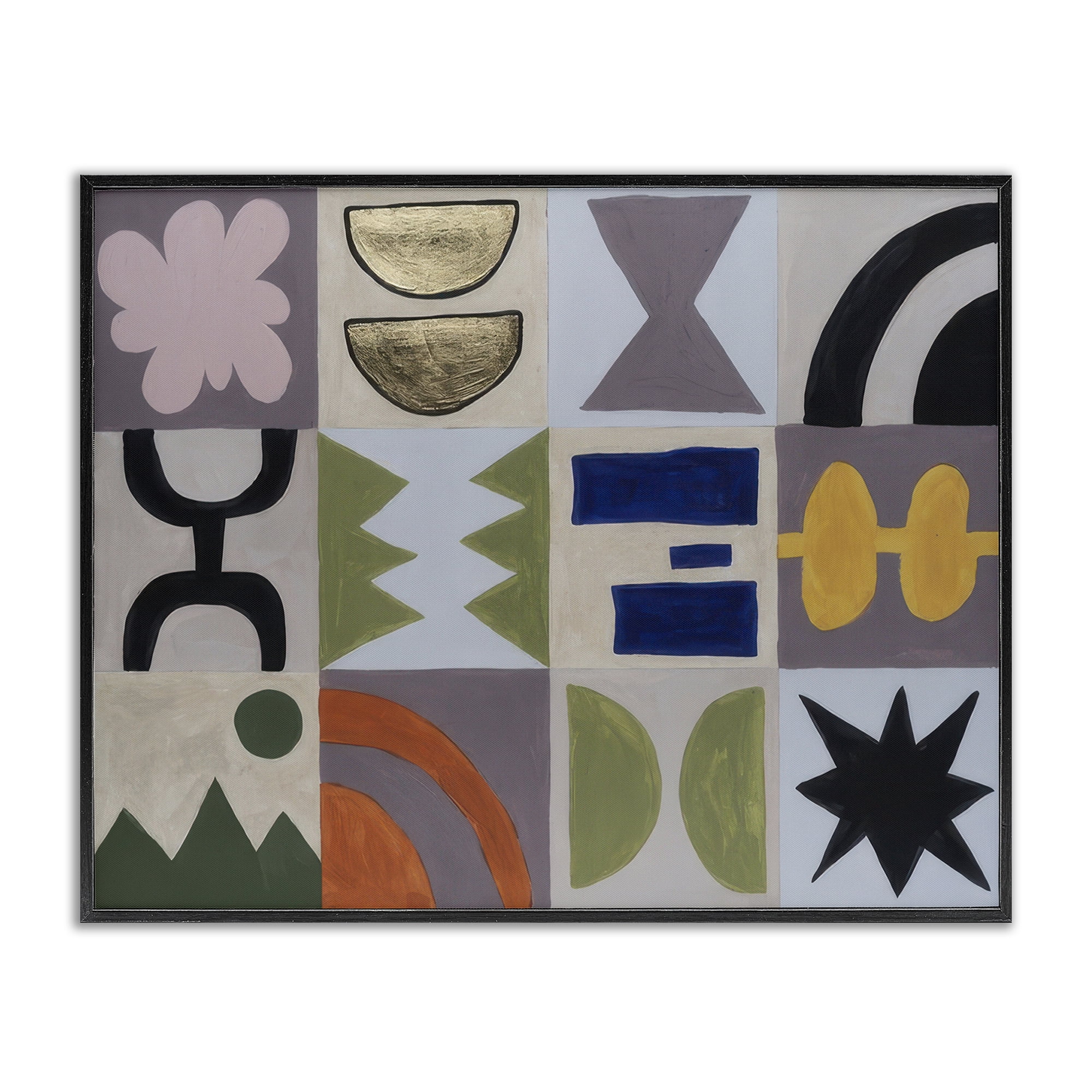 Stupell Industries Contemporary Nature Patterns Abstract Painting Black Framed Art Print Wall Art, 14 x 11